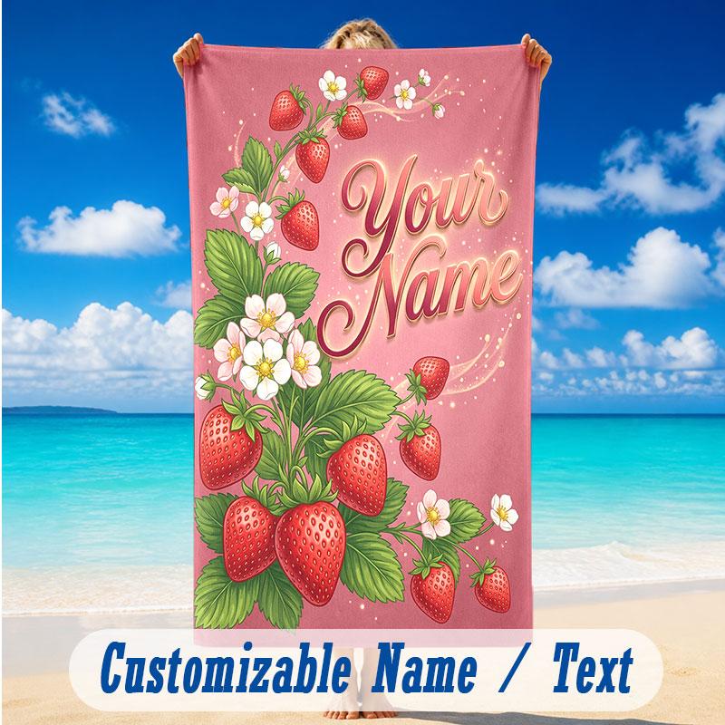 Floral Garden Theme Beach Towel Personalized Custom Name & Text Soft Quick Dry Beach Towel for Swimming Travel