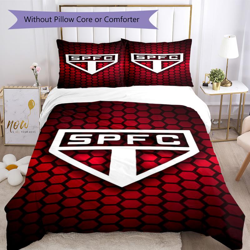 Paulo Fc Emblem Printed Pattern Duvet Cover Set – Includes 1 Duvet Cover and 2 Matching Pillowcases Bedroom Decor Christmas Gifts