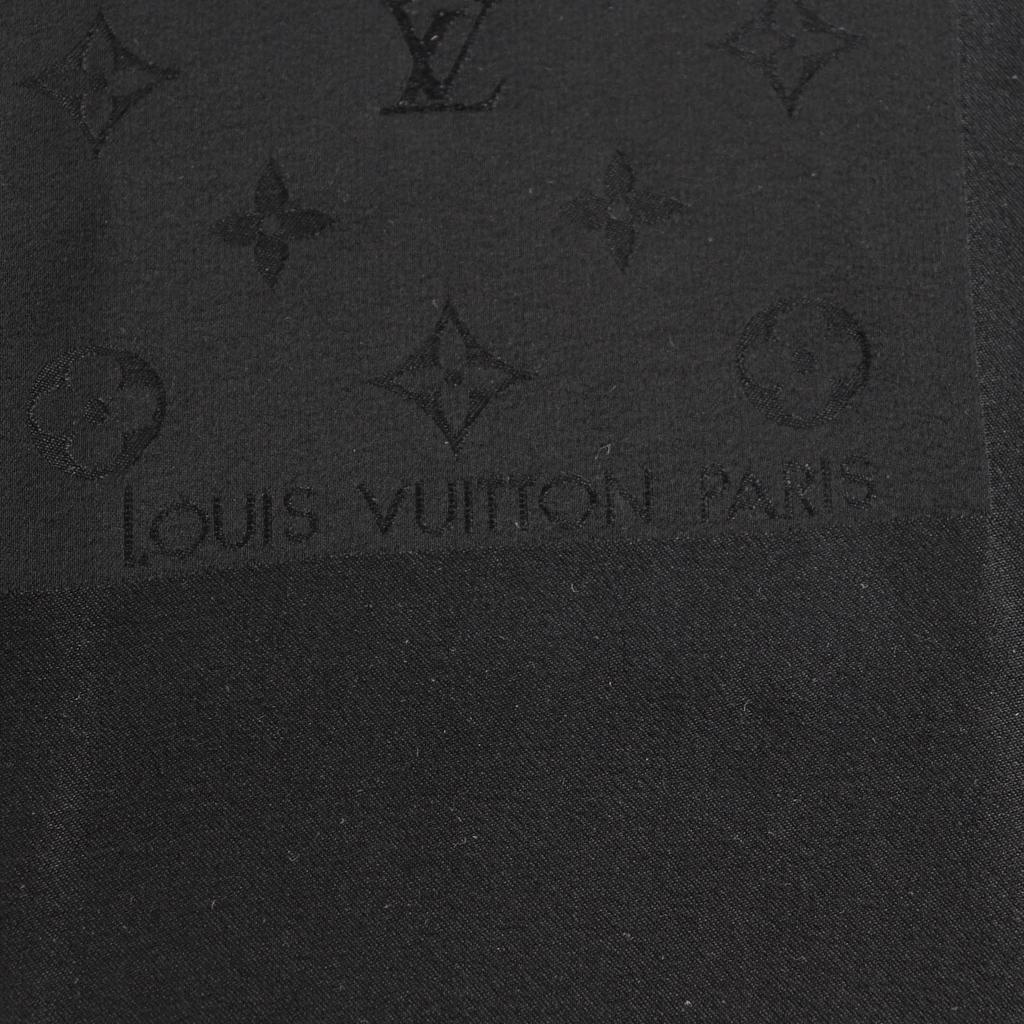 Excellent LOUIS VUITTON Scarf Carré Monaco Logo Monogram Black Silk Women Used