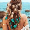 Fascia per Capelli con Piume Regolabile, Frange, Arcobaleno, Fascia Indiana, Elegante Copricapo Stile Boho, Festivo