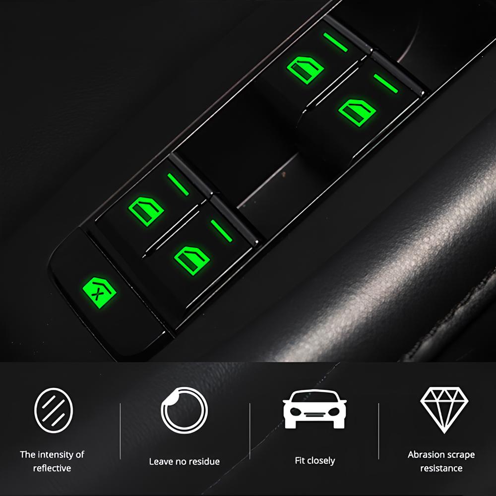 1/2PCS Car Styling Window Switch Luminous Stickers Nighting Glowing Button Auto Stickers Universal Green Orange Blue