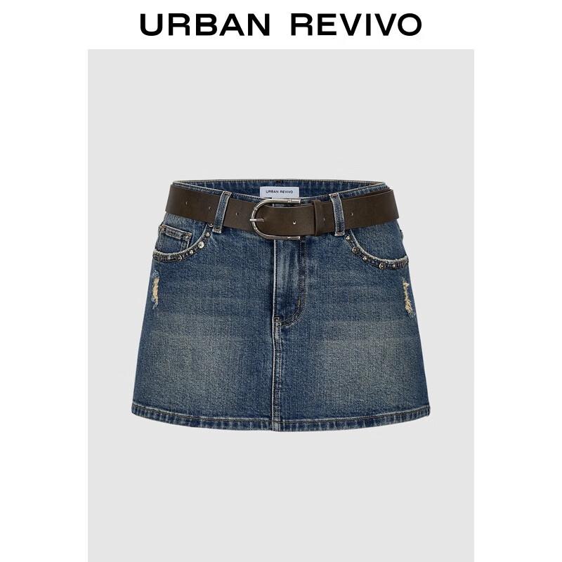 

Женская мини-юбка UR в стиле ретро с заклепками и эффектом потертости из денима XL