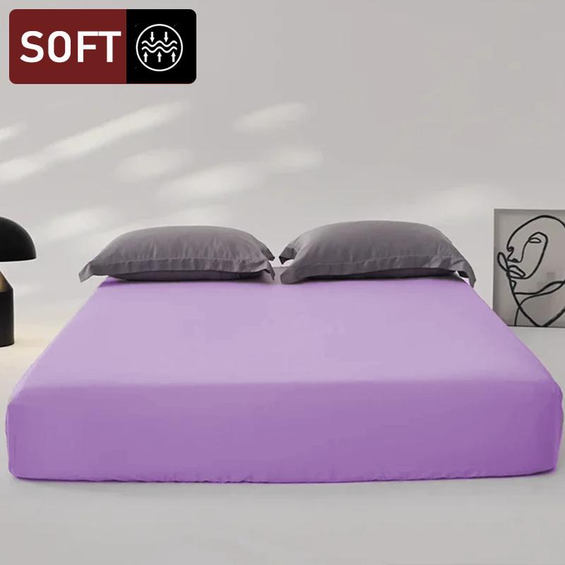 High Quality Fitted Sheet Multiple Colors Super Soft and Breathable Mattress Covers Protector Sofa Cover Single/Double Bed Sheet Solid Color Bed Cover