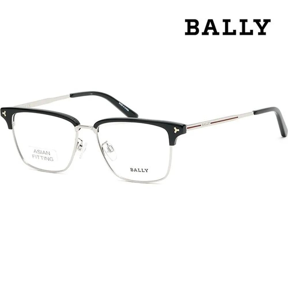 Bally Eyeglass Frames BY5051D 004 Browline Silver Frame Black Square