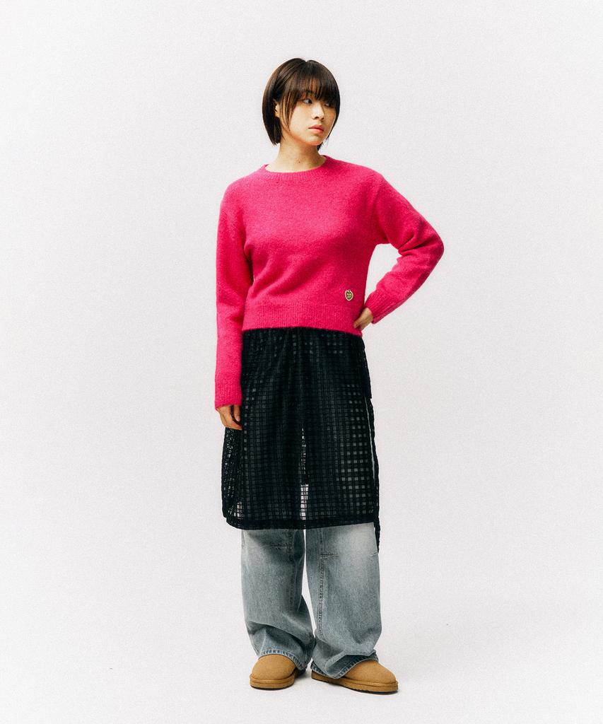 PHYSICAL DEPARTMENT Heart Apple Crop Knit_Pink