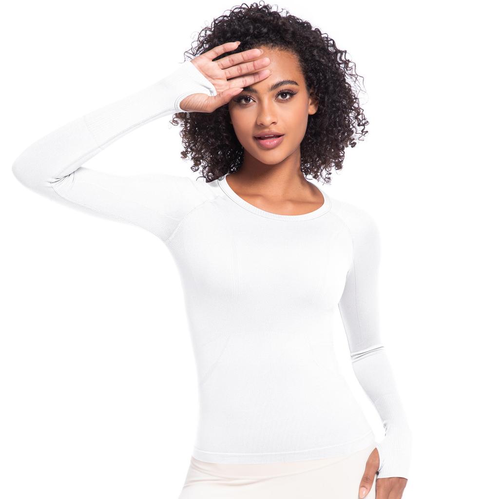 Nessaj Yoga Shirts mit Daumenloch Damen Langarm Sport Fitness Top Schnelltrocknendes Lauf-T-Shirt