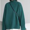 Semi-turtleneck Sweater Women's Autumn and Winter High-end Sense Lazy Wind Loose Medium and Long Bottoming Knitted Sweater Thickened Inside
