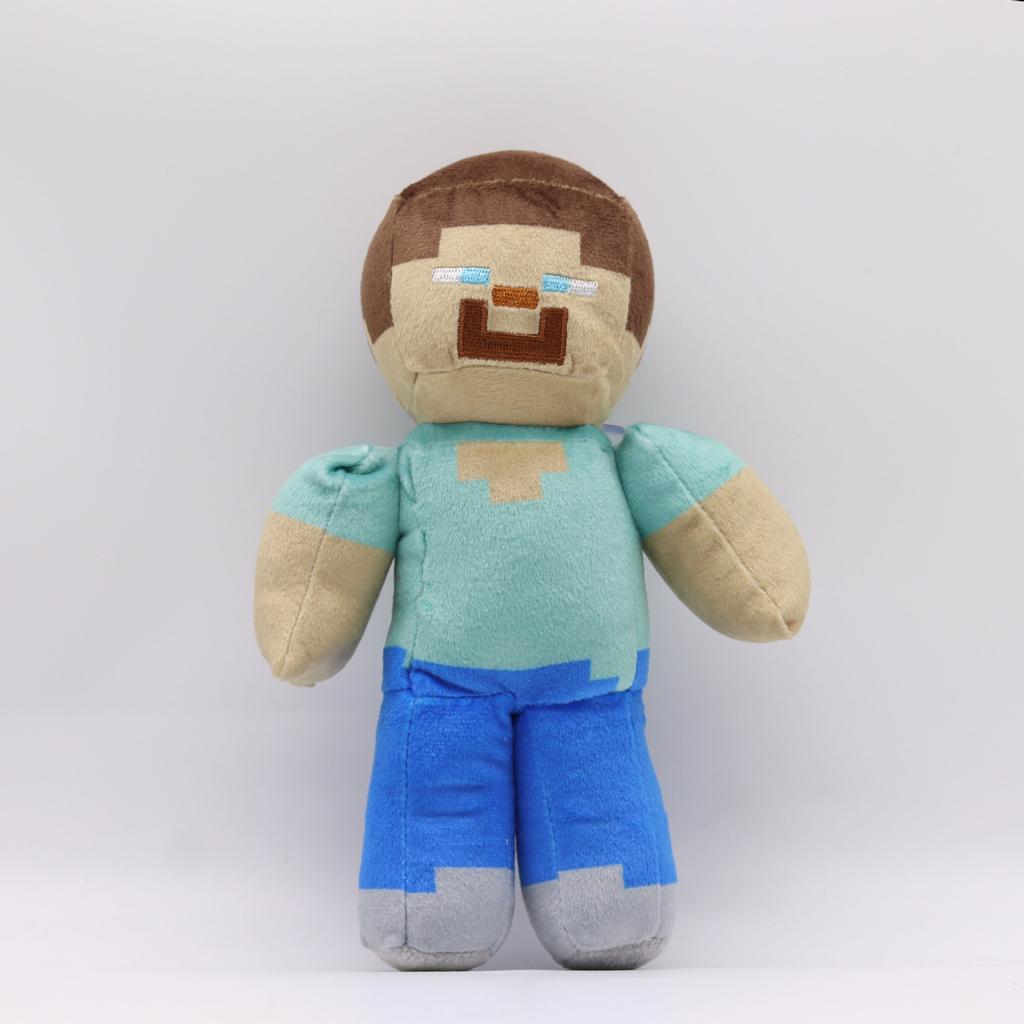 Pixel-Style Plush Toy Set – Block Character Stuffed Animals Mini Collection for Gaming Fans Kids Room Decor