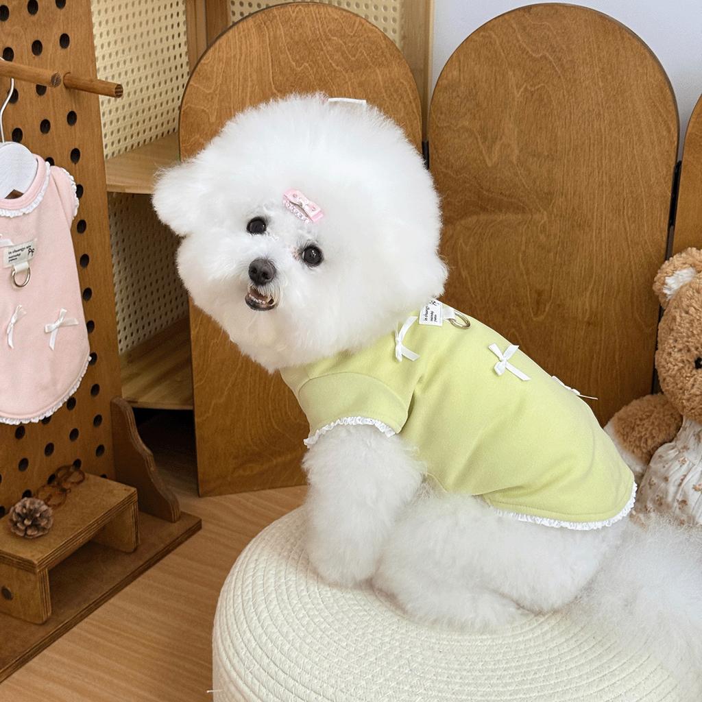 Pet Spring and Autumn Vest Cute Lace Sleeves Bottom Shirt Teddy Top Dog Clothes for Small Dogs Puppy Clothes