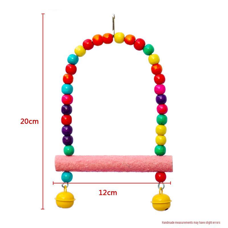 Budgie Toys Wooden Climbing Rope Ladder - Peony Interactive Swing & Beak Grinder for Small Birds In Birdcages