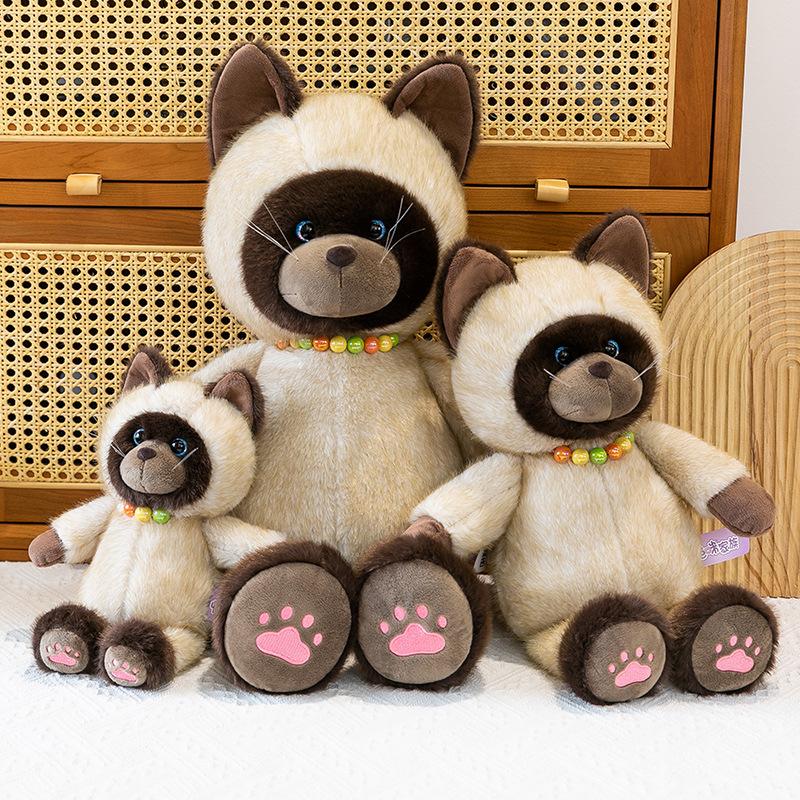 Neues Siamkatzen-Plüschtier, niedliche niedliche Katze, Zimmerornament, Puppe, Kinderbegleiter, Stoffpuppe