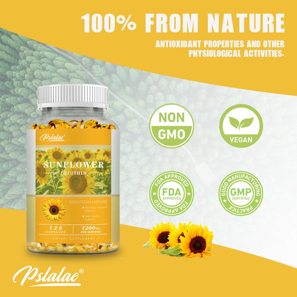 Sunflower extract capsules, each serving contains 1200 mg, a potent formula suitable for both men and women.