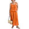 Women Linen Two Piece Set Sleeveless Tank Top Wide Leg Pants Casual Summer Outfit Lightweight Breathable Fabric