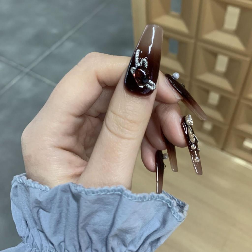 Stick Chain Diamond Gradient Handworn Nail Patch Mist Spice Fashion Style