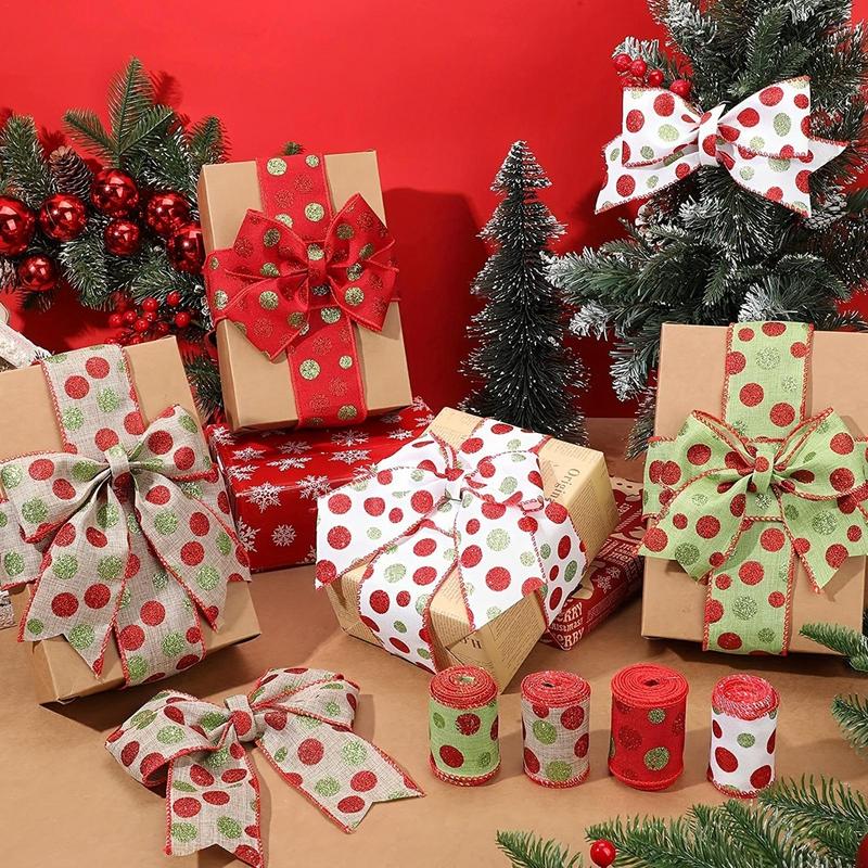 Christmas Ribbon For Crafts Glitter Craft Ribbon Present Wrapping Ribbon Multipurpose Holiday Ribbon Christmas Craft Supplies