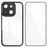 For iPhone 14 Plus TPU Case WANLONFENG Shockproof Clear Phone Cover with Tempered Glass Film