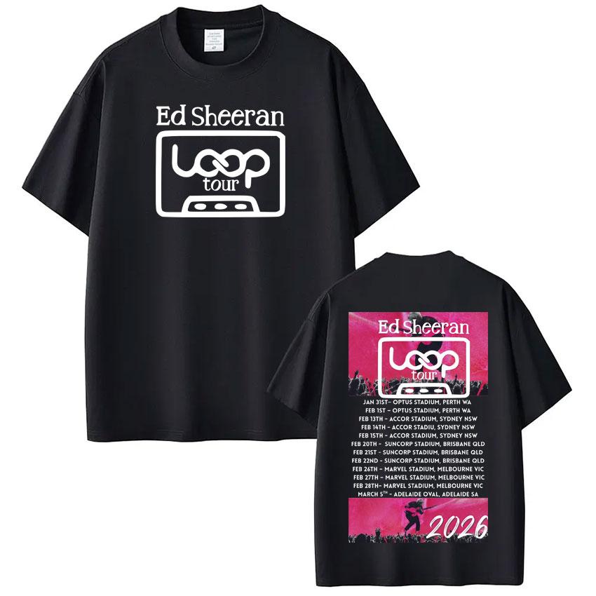 

Ed Sheeran Loop Tour 2026 Graphic T Shirts Men Women Aesthetic T-shirt Summer Casual 100% Cotton Harajuku T-shirts Fan Gifts 3XL