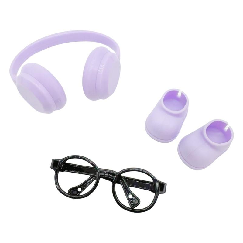 DIY doplňky pro boty labubu V1 V2 bez čoček brýle stylová plastová sluchátka plyšová dekorace panenky dárek k narozeninám