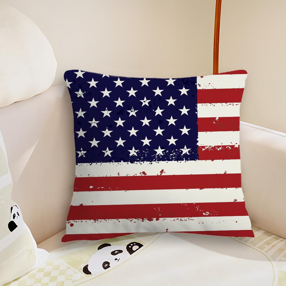 America USA Flag Cushion Cover Pillow Case Plush Fabric Soft Double Sided Print Sofa Cushion Cover Throw Pillow Covers