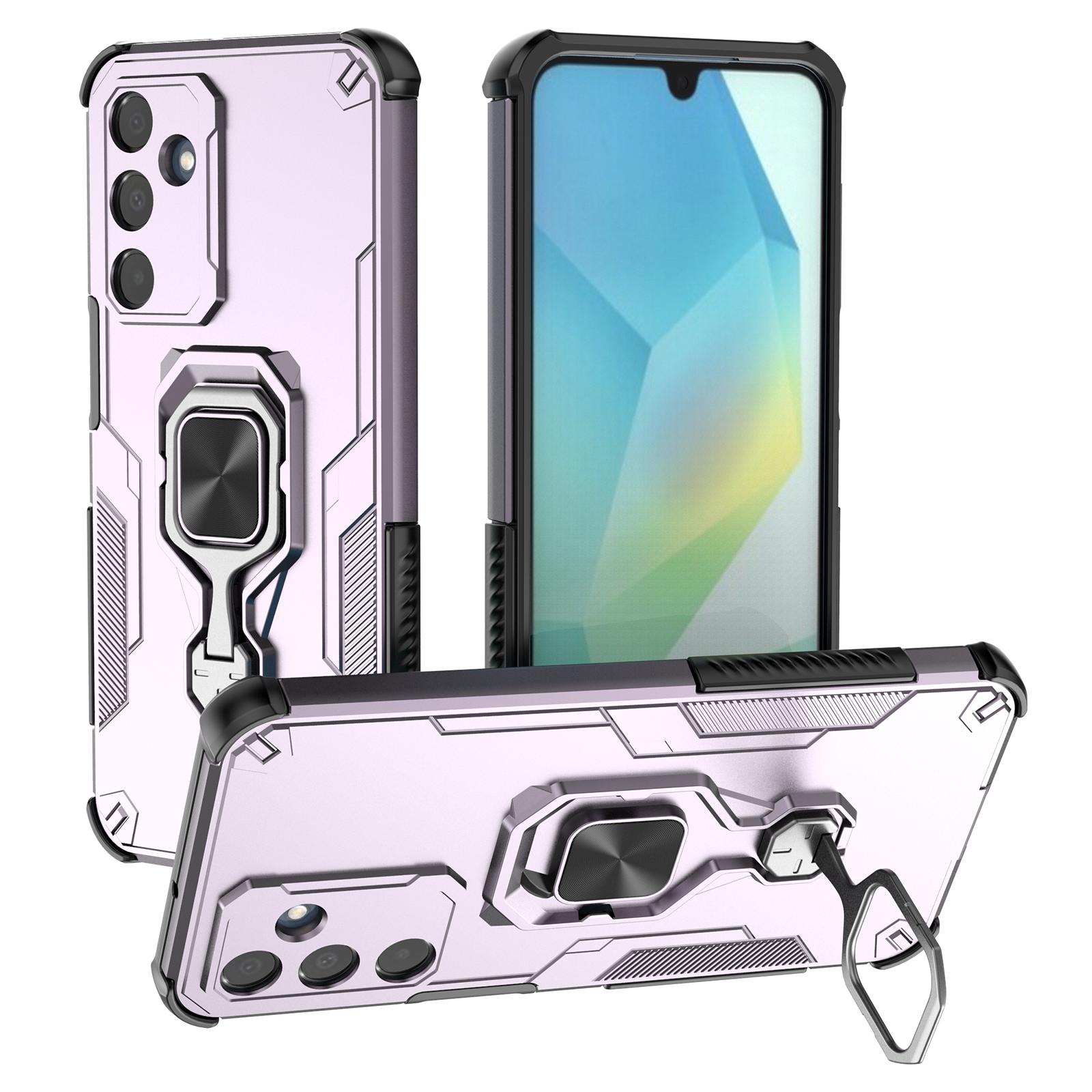 

For Samsung Galaxy A16 5G/4G Case Rotatable Ring Kickstand PC+TPU Shockproof Phone Cover Purple