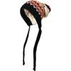 Johnature Damen Vintage Gestrickt Print Floral Warme Hüte Winter Gürtel Mütze