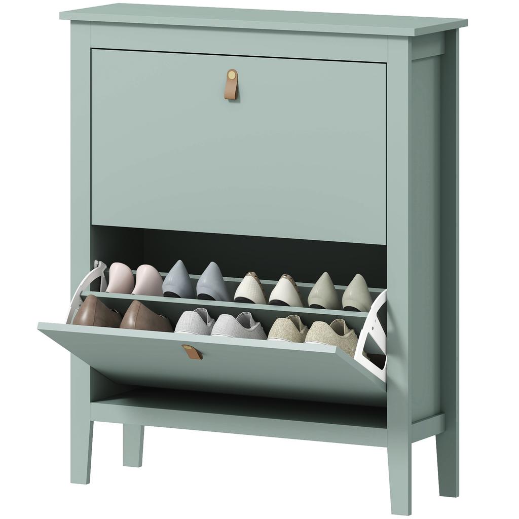 Modern Two-Drawer Shoe Cabinet - Green