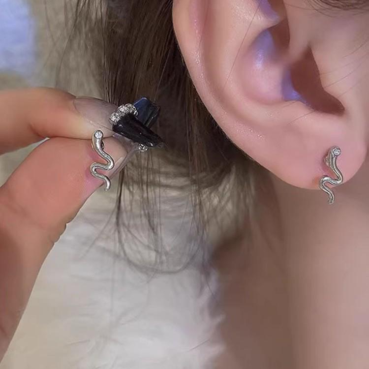 Two Mini Snake Ear Bone Clips with White Zircon Studs for Unpierced Ears—Wear All Night Comfortably.