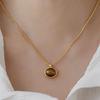 Elegant 18K Gold Plated Tiger's Eye Pendant Necklace with S925 Sterling Silver for Women
