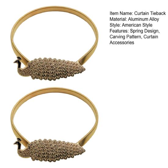 1 Pereche Prindere Perdea cu Arc Metal Sculptat Elan Păun Frunză Pană Decorativ Draperie Suport Perdea de Fereastră Accesorii Perdea