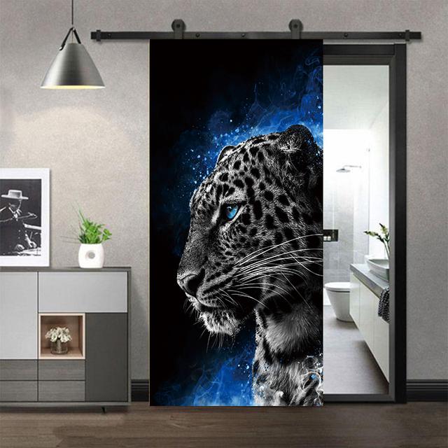 

3D наклейка на дверь шкафа, черный щенок лабрадора, виниловая водостойкая самоклеящаяся наклейка на дверь, домашний декор 40x120cm