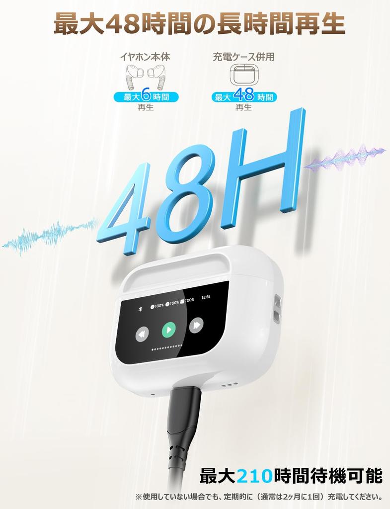 Bluetooth Wireless Earbuds [New for 2026] Bluetooth 5.4, Multi-Function Touchscreen, ANC Support, AI Smart, IPX7 Waterproof, ENC Calls, 48