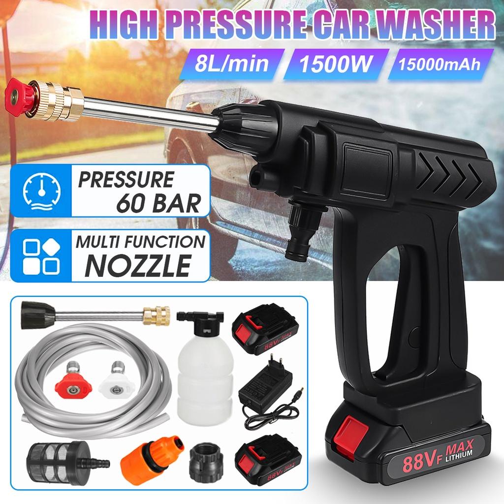 Cordless High Pressure Washer Spray Water Gun 15000mAh Car Wash Pressure Water Nozzle Cleaning Machine for 18V Battery