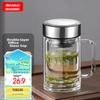 GIANXI Glass Cup, Double-Layer High Borosilicate, Summer Cup with Handle, Heat-Resistant Tea Cup, Water Mug, Gift