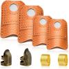 8 Pieces Thimble Assortment Adjustable Leather Guarding Finger Cap for Quilters,