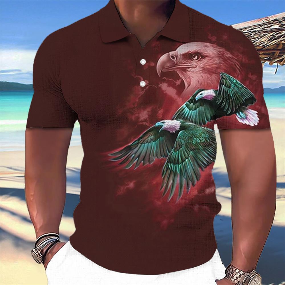 

New Casual Trend High-quality 3D Animal Lion Print Men s Short Sleeved Polo Shirt 6XL