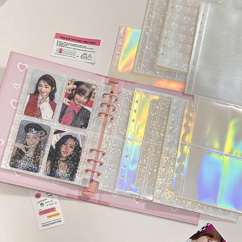 10PCS A5 Binder Inner Page Laser Photo Cards Holder Filler Paper Photo Album Loose-leaf Photo Sleeve Kpop Photo Binder Paper