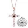 European & American Crystal Cross Projection Pendant Necklace with Diamond Accents