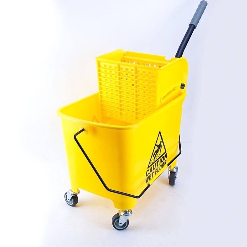 Plastic Mop Bucket Thickened 20L Capacity Squeeze Bucket with Wheel Sturdy Construction Water Truck Washing Tool