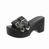Fashion Sexy 9CM Thick Bottom Bow-shaped Women's Slippers Summer Platform Black Buckle Wedge Sandals Ladies Thick Casual Mules Sandalias