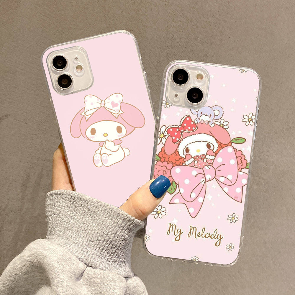 Hülle für Samsung A04 A14 A23 A34 A54 M23 M33 M52 M53 Realme 10 9 C30S C35 C55 VIVO Y02S Y21 Y51 X80 Pro Transparente Hülle LI27 Niedlich My Melody