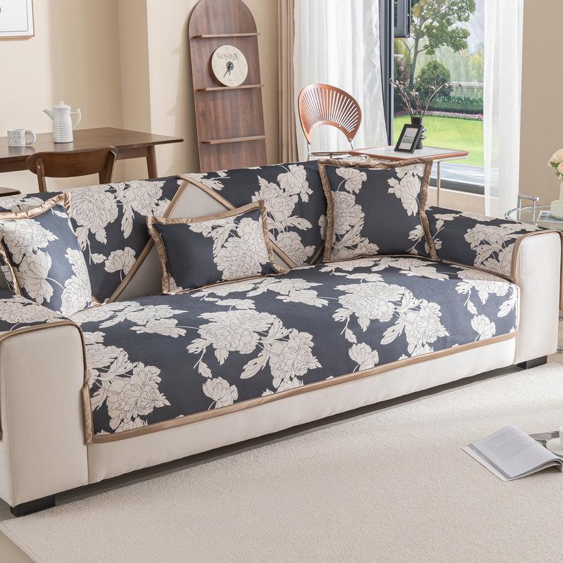 Pastoral  New Ice Silk Sofa Cushion Summer Mat Non-Slip Cushion Sofa Cover Cover Cloth All-Inclusive Seat Cushion