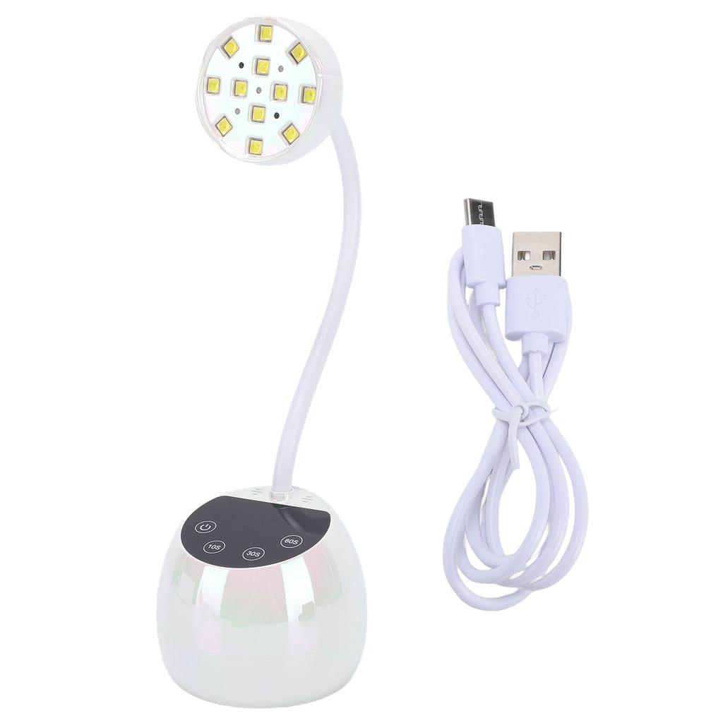 36W Gooseneck Nail Light Rechargeable Quick Drying Cordless LED Nail Lamp Manicure Dryer for Gel Polish White