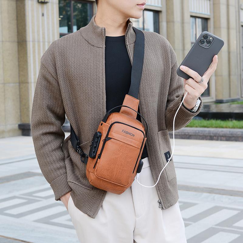 Pánská voděodolná náprsní taška s kombinačním zámkem, multifunkční taška přes rameno s velkou kapacitou, sportovní crossbody taška