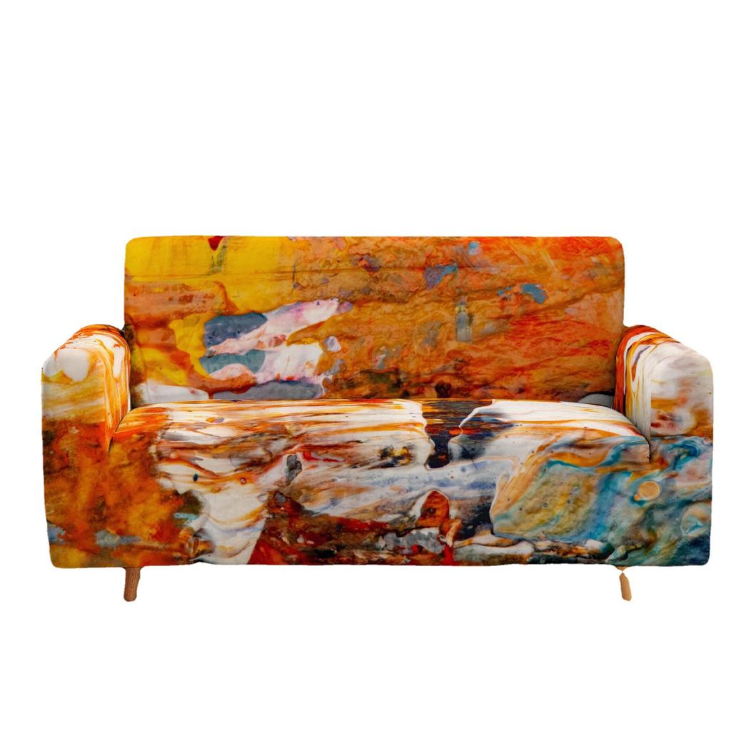 Color Dustproof And Non-Slip Elastic Sofa Cover Pad, All-Inclusive Multi-Color 3D Digital Magic Cover For All Seasons