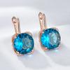 Shiny Blue Natural Zircon Dangle Earrings For Women Fashion  Rose Gold Color High Quality Daily Fine Jewelry
