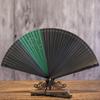 Creative and Elegant All-Bamboo Folding Fan from Laochangmen, Plain Color Fan, Hanfu Ancient Style, Simple and Fashionable Retro Bamboo Green