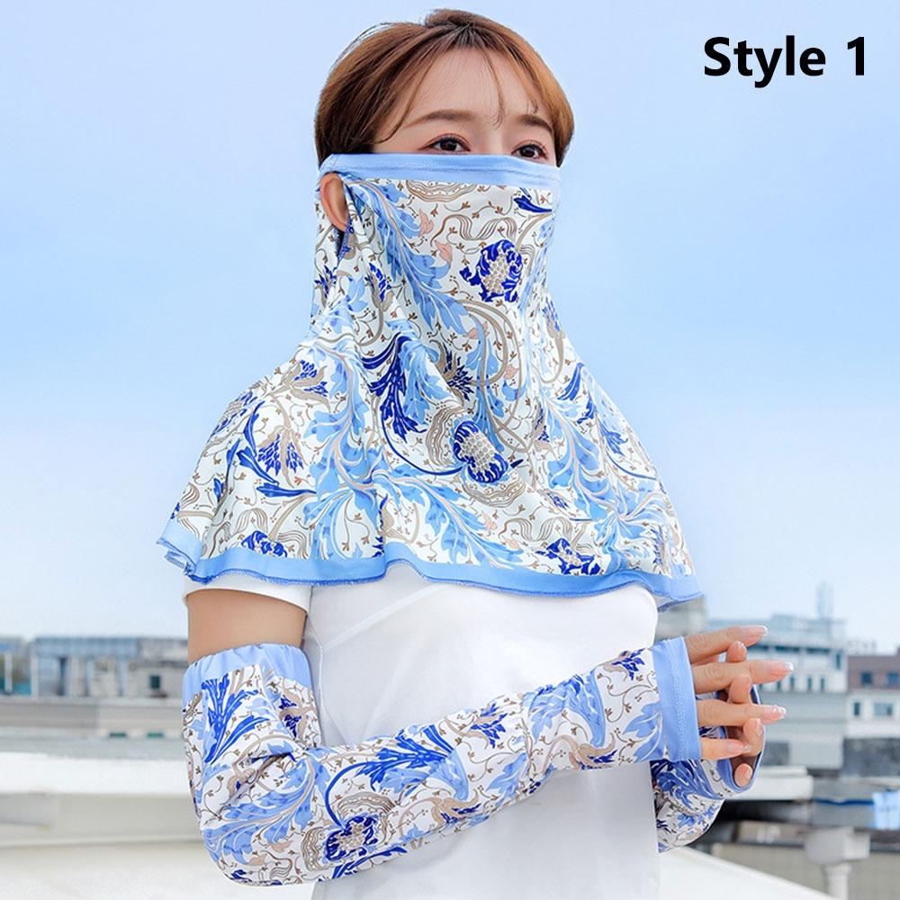 Arm Sleeve Sun Protection Mask Full Face Sun Protection Sleeves Sunshade Face Mask  Driving Cycling