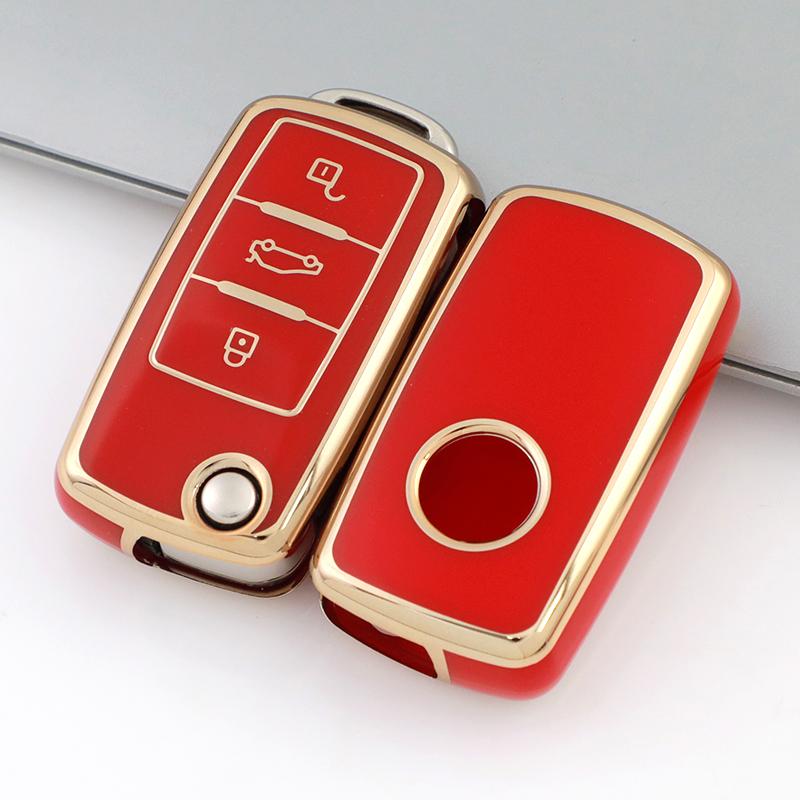 TPU Shell Fob Car Key Case Cover For Volkswagen VW Tiguan Beetle Caddy T5 Up Eos Skoda Octavia Seat Leon Altea Polo Golf Passat