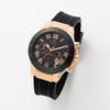 Salvatore Marra Men's Chronograph Rubber Strap Rose Gold/Black SM23106-PGBK Wrist Watch