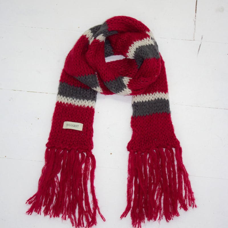 SNUGGIEST Hairy Stripe Muffler [Wild Berry]